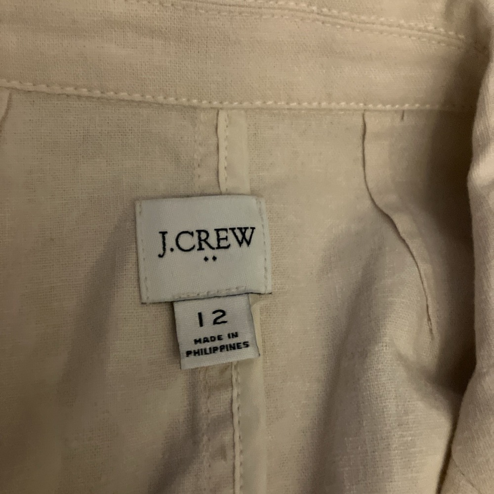 J. Crew Linen and Cotton Blend Blazer Womens Size 12 Cream/Tan Color‎ - Picture 2 of 7